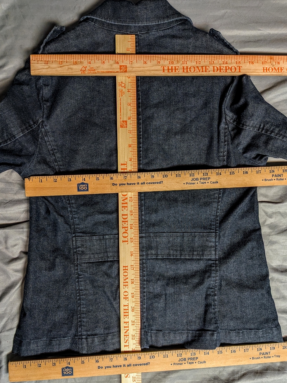 Talbots Jacket Women Sz 10 Black Denim Jean Collar 3 Button Front Stretch - Picture 5 of 7